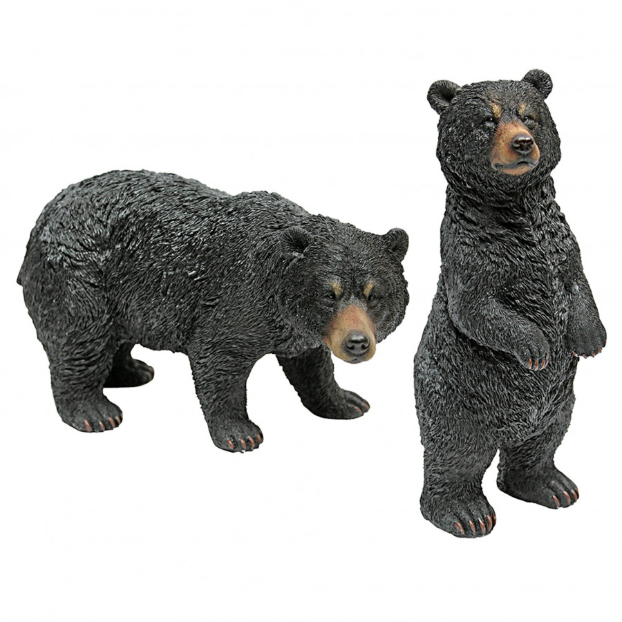 Toscano - Set of 2 Walking and Standing Black Bear Statues