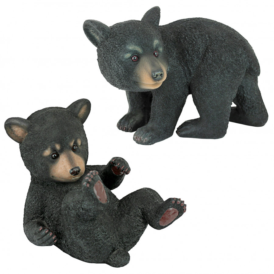 Toscano - Set of 2 Roly-Poly Black Bear Cub Statues