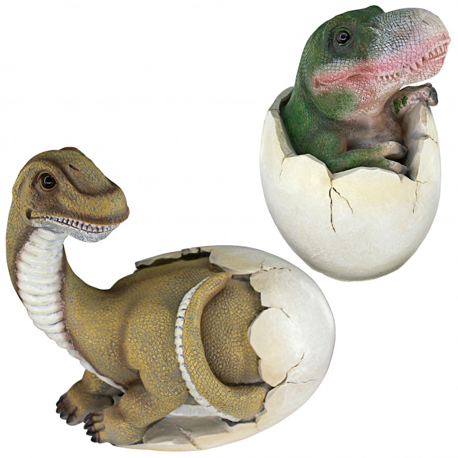Toscano - Set of 2 Baby Dinosaur Egg Hatchling Statues