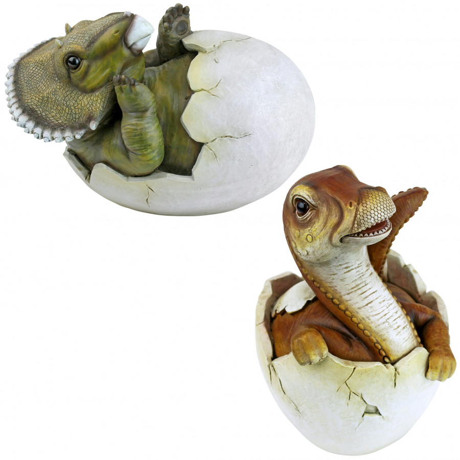 Toscano - Jurassic Dinosaur Egg Hatchling Garden Statues
