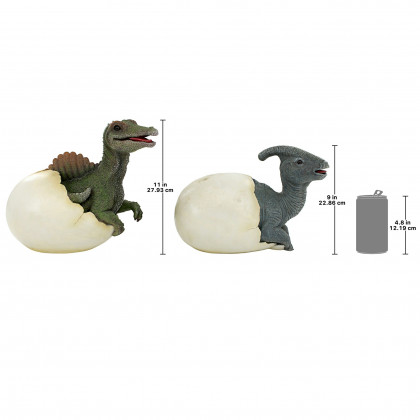 Toscano - Set of 2 Prehistoric Dinosaur Egg Hatchling Garden Statues