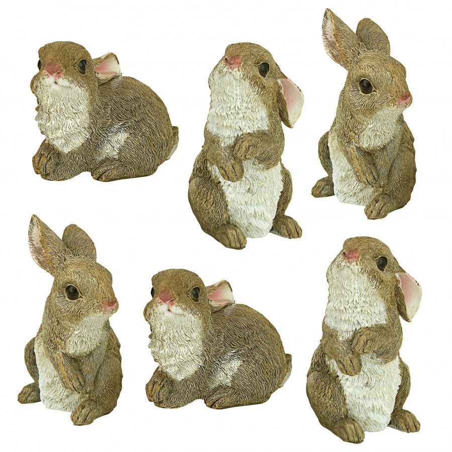 Toscano - Set of 6 The Bunny Den Garden Rabbit Statue