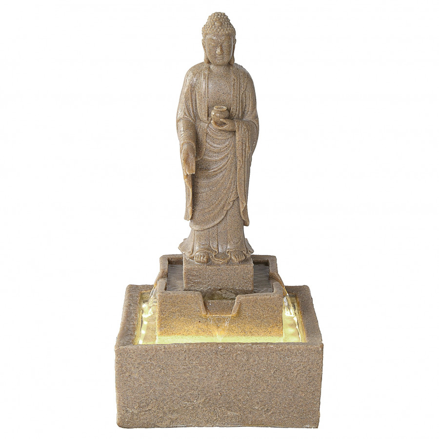 Toscano Earth Witness Buddha Illuminated Medium Garden Fountain