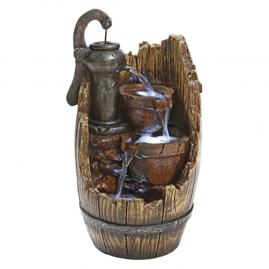 Toscano - Farm Cistern Barrel Illuminated Garden Fountain