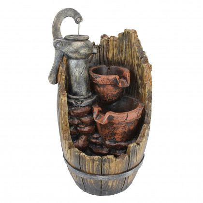 Toscano - Farm Cistern Barrel Illuminated Garden Fountain
