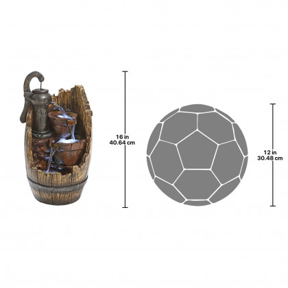 Toscano - Farm Cistern Barrel Illuminated Garden Fountain