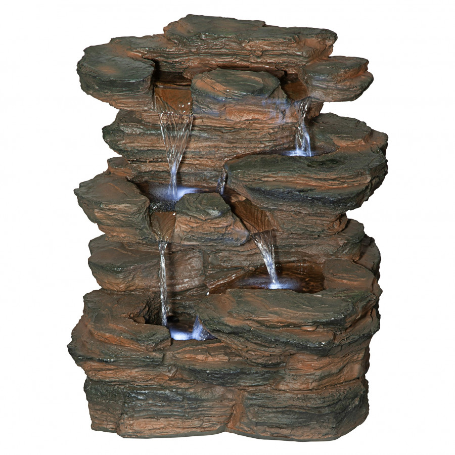 Toscano - Ramrod Bluffs Cascading Waterfall Illuminated Tabletop Fountain