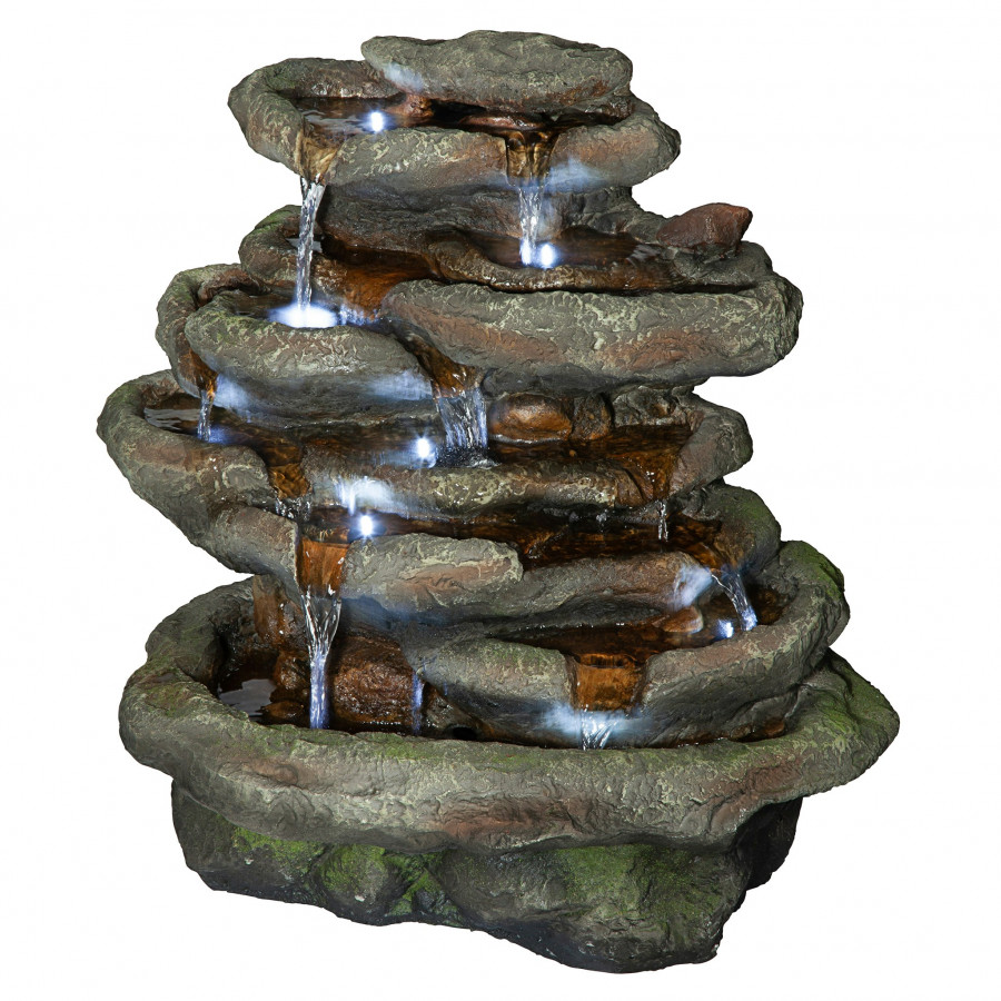 Toscano - Ribbon Ridge Cascading Waterfall Illuminated Garden Fountain