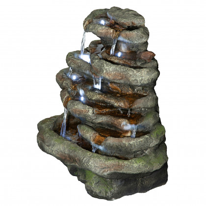 Toscano - Ribbon Ridge Cascading Waterfall Illuminated Garden Fountain