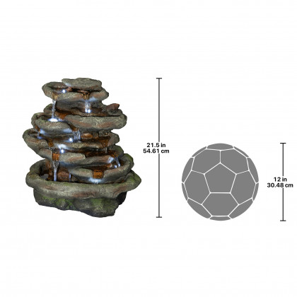 Toscano - Ribbon Ridge Cascading Waterfall Illuminated Garden Fountain