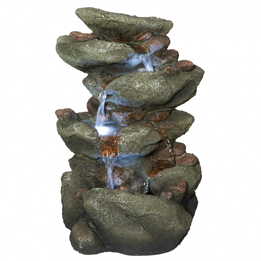 Toscano - Rocky Range Pass Cascading Waterfall Illuminated Tabletop Fountain