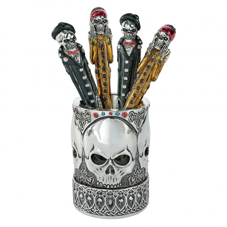 Toscano - Gothic Skull Vessel Cup with Pens