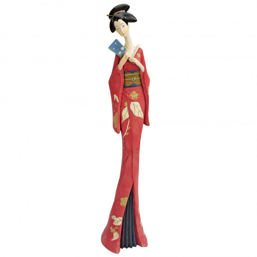 Toscano Japanese Maiko Geisha Fan Dancer Statues - Teruha