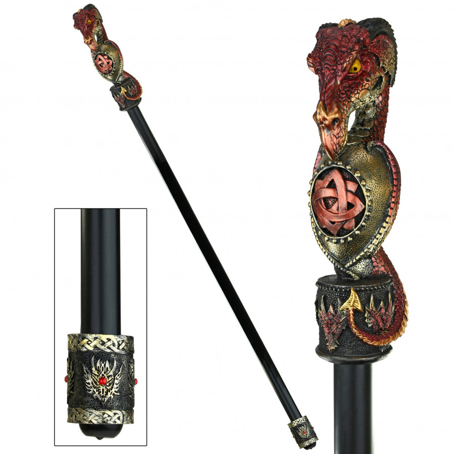 Toscano - Dragonsthorne Celtic Battle Dragon Walking Stick
