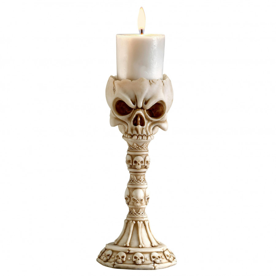 Toscano - Skullduggery Skull and Bones Sculptural Candlestick