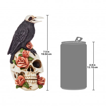 Toscano - Raven and Roses Day of the Dead Skull Statue