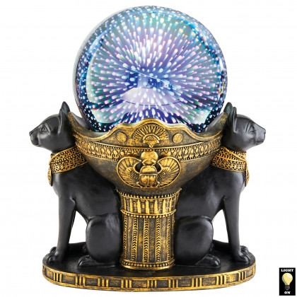 Toscano - Bastet Cat Goddess Cosmic Sphere Illuminated Statue