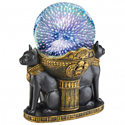 Toscano - Bastet Cat Goddess Cosmic Sphere Illuminated Statue