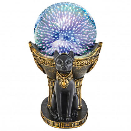 Toscano - Bastet Cat Goddess Cosmic Sphere Illuminated Statue