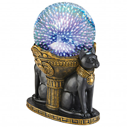 Toscano - Bastet Cat Goddess Cosmic Sphere Illuminated Statue