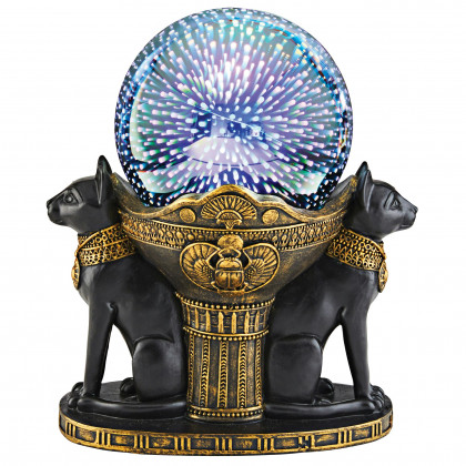 Toscano - Bastet Cat Goddess Cosmic Sphere Illuminated Statue