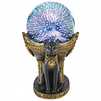 Toscano - Bastet Cat Goddess Cosmic Sphere Illuminated Statue