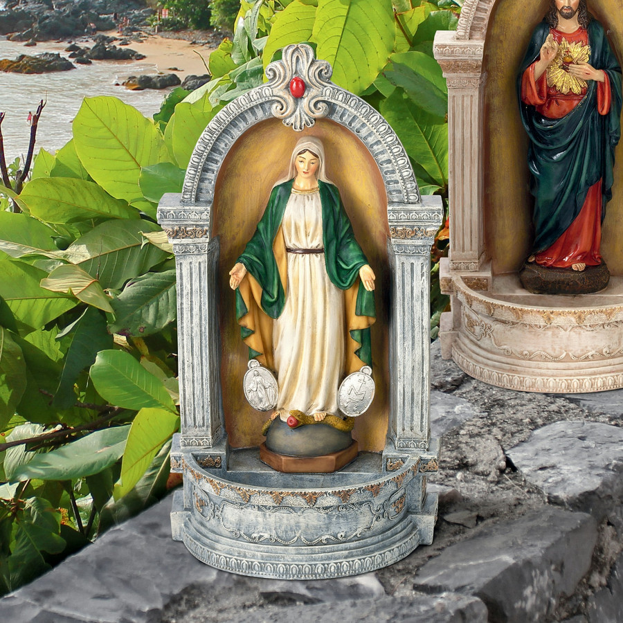 Toscano - Virgin Mary of the Miraculous Medal Italian-Style Font Statue
