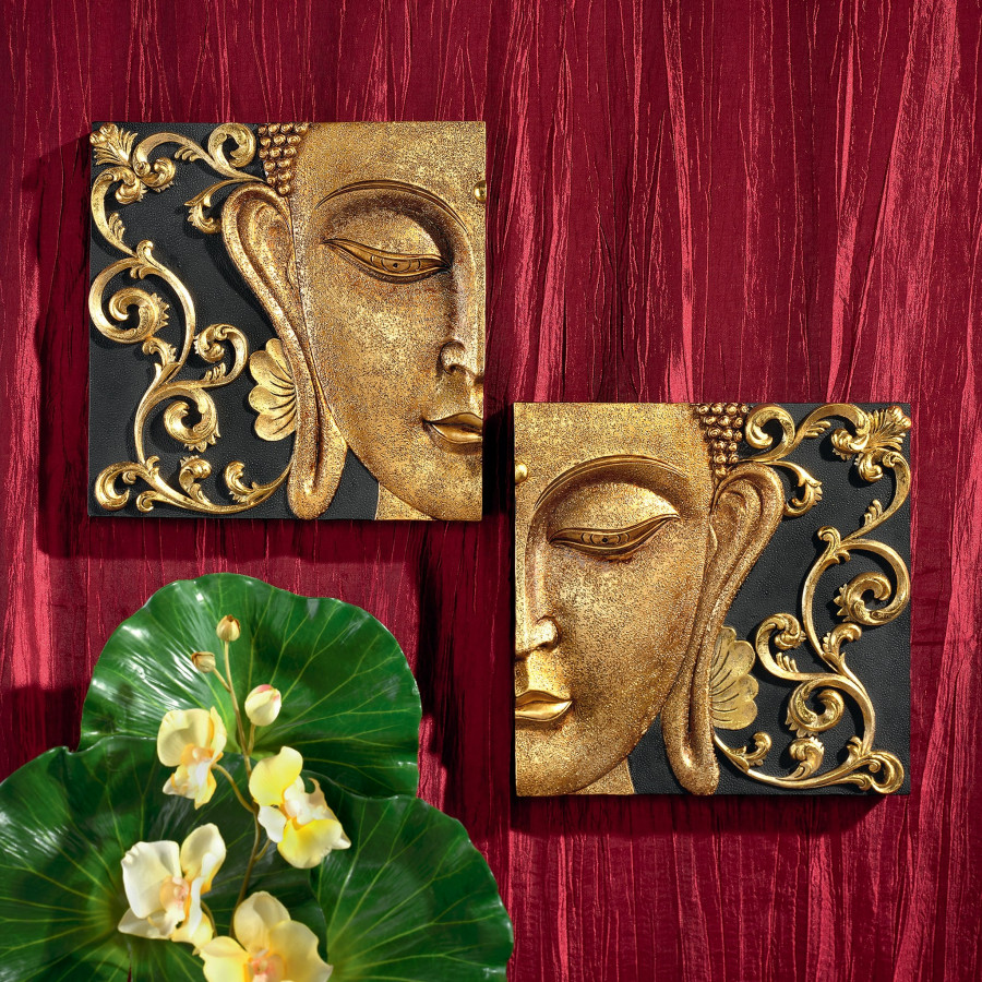Toscano - Mirrored Nirvana Dual Buddha Asian Wall Sculpture