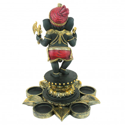 Toscano - Standing Lord Ganesha on Lotus Flower Candle Holder Statue