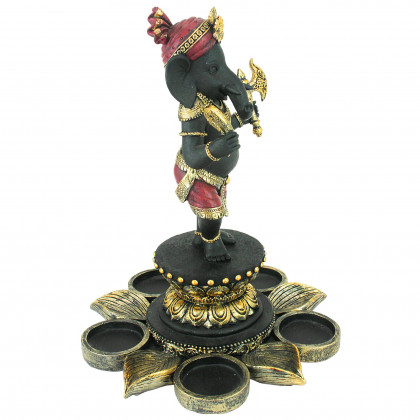 Toscano - Standing Lord Ganesha on Lotus Flower Candle Holder Statue