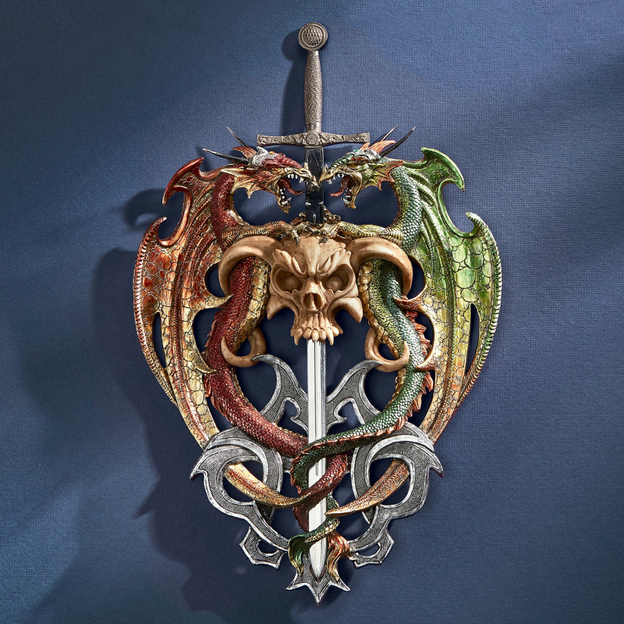 Toscano - Hell-Bent Dragon Protectors of the Gothic Sword Wall Sculpture