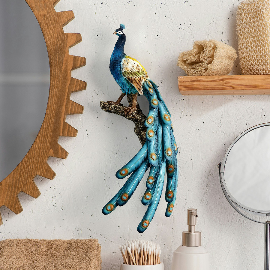Toscano - Fine Feathers Perching Peacock Wall Sculpture