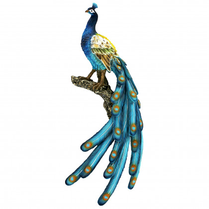 Toscano - Fine Feathers Perching Peacock Wall Sculpture