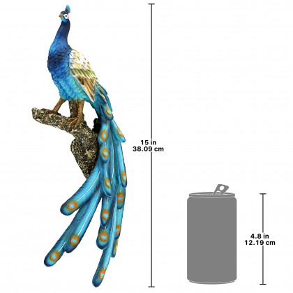 Toscano - Fine Feathers Perching Peacock Wall Sculpture