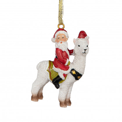 Toscano - Santa New Xmas Ride Llama Holiday Ornament