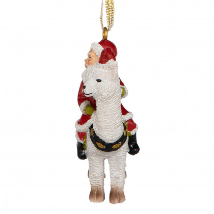 Toscano - Santa New Xmas Ride Llama Holiday Ornament