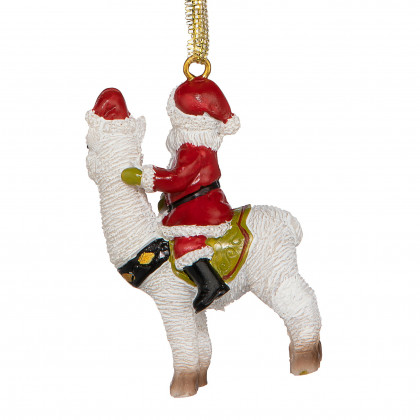 Toscano - Santa New Xmas Ride Llama Holiday Ornament