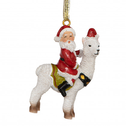 Toscano - Santa New Xmas Ride Llama Holiday Ornament