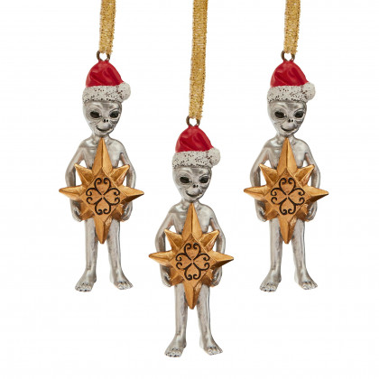 Toscano - Set of 3 Wiseman Star Christmas Alien Holiday Ornaments