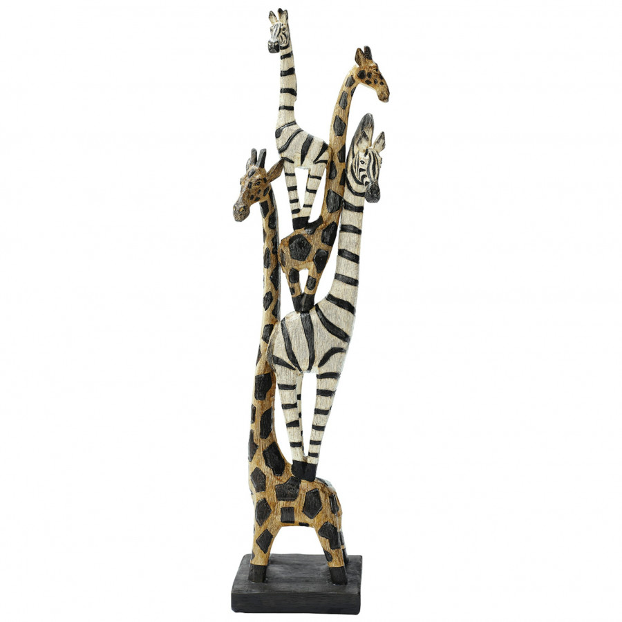 Toscano - Zebra and Giraffe Menagerie African Totem Statue