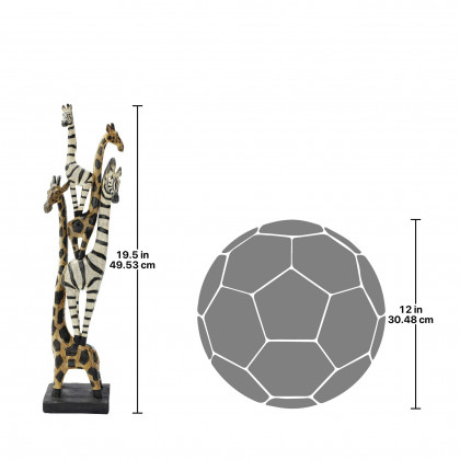 Toscano - Zebra and Giraffe Menagerie African Totem Statue