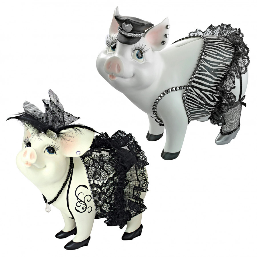 Toscano - Lace and Lard and Porker on Patrol Pig Statues