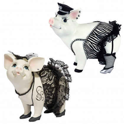 Toscano - Lace and Lard and Porker on Patrol Pig Statues