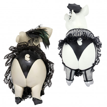 Toscano - Lace and Lard and Porker on Patrol Pig Statues