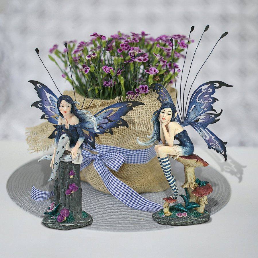 Toscano - Set of The Pepperwand Fairy Statues in Azure and Sapphire