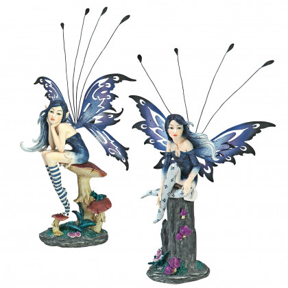 Toscano - Set of The Pepperwand Fairy Statues in Azure and Sapphire