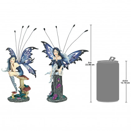 Toscano - Set of The Pepperwand Fairy Statues in Azure and Sapphire