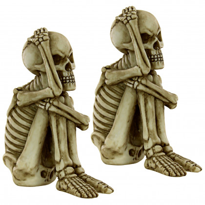Toscano - Set of 2 Mr. Bone Jangles Skeleton Sitter Statues