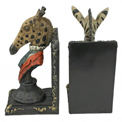 Toscano - Serengeti Soiree Giraffe and Zebra Bookend Pair in Designer Resin