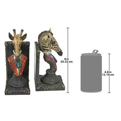 Toscano - Serengeti Soiree Giraffe and Zebra Bookend Pair in Designer Resin